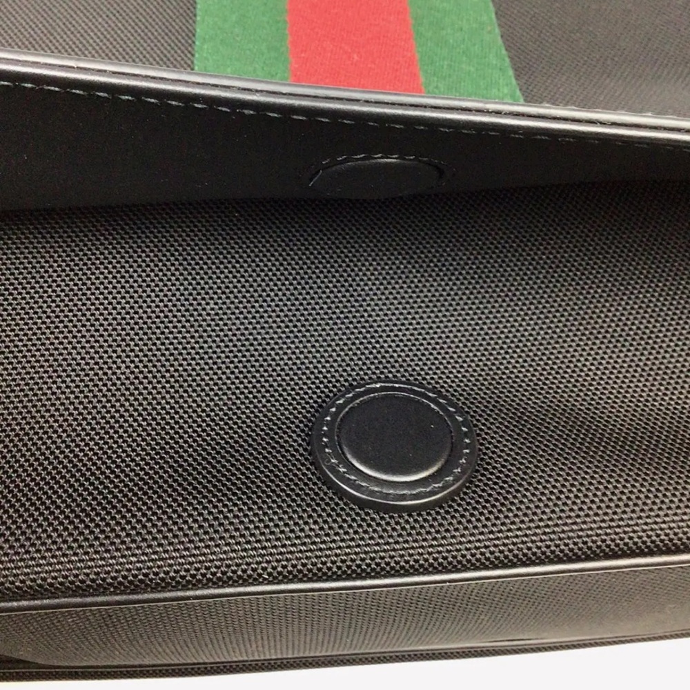 Gucci Shoulder Stripe Black Canvas Messenger Bag - Picture 3 of 10